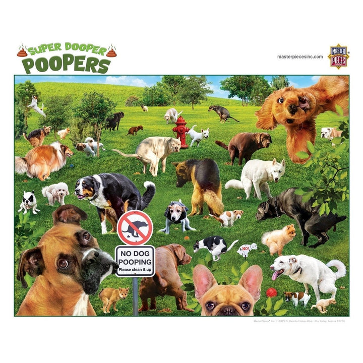 Super Dooper Poopers 1000 Piece Jigsaw Puzzle Eco-Friendly Cute Dog Park Scene Image 4