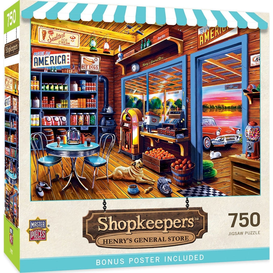 MasterPieces 750 Piece Jigsaw Puzzle Shopkeepers Henrys General Store Eco-Friendly Image 1