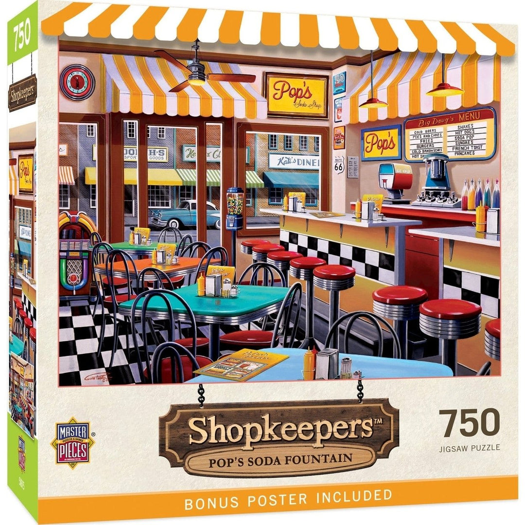 MasterPieces Pops Soda Fountain 750 Piece Jigsaw Puzzle Recycled Material Image 1