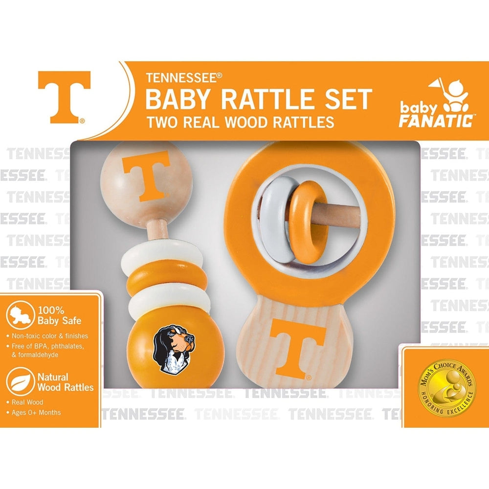 Tennessee Volunteers Baby Rattles Set 2 Pack Wooden Baby Safe Development Toys Image 2