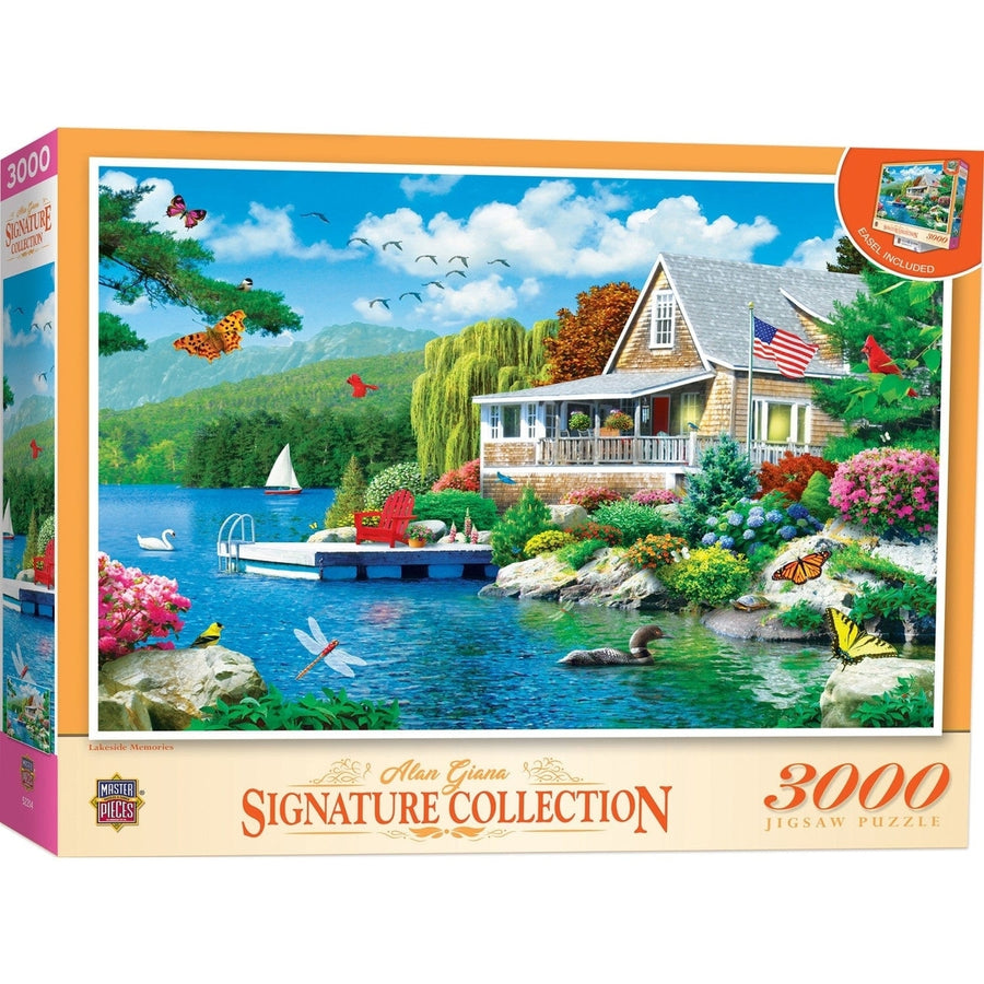 MasterPieces Lakeside Memories 3000 Piece Jigsaw Puzzle 32x45 Inches Recycled Image 1