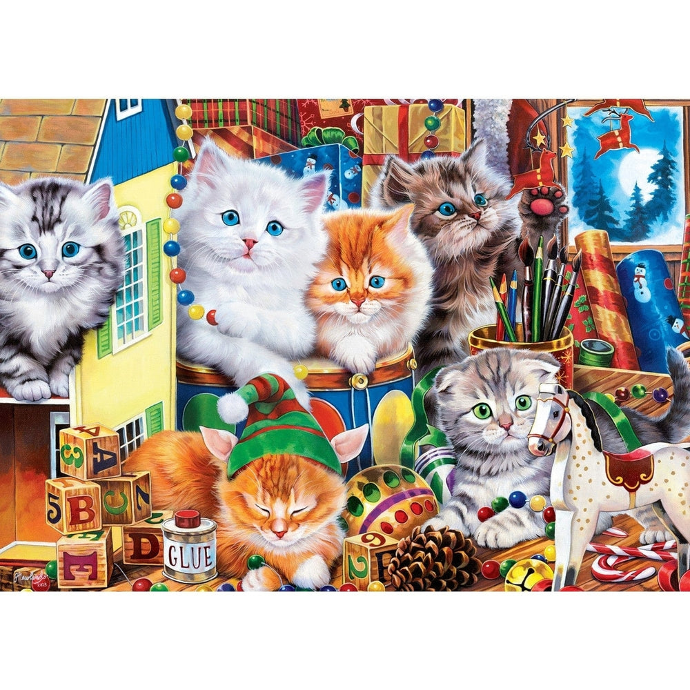 Sparkle and Shine Glitter Jigsaw Puzzle 500 Pieces Christmas Kittens Holiday Fun Image 2