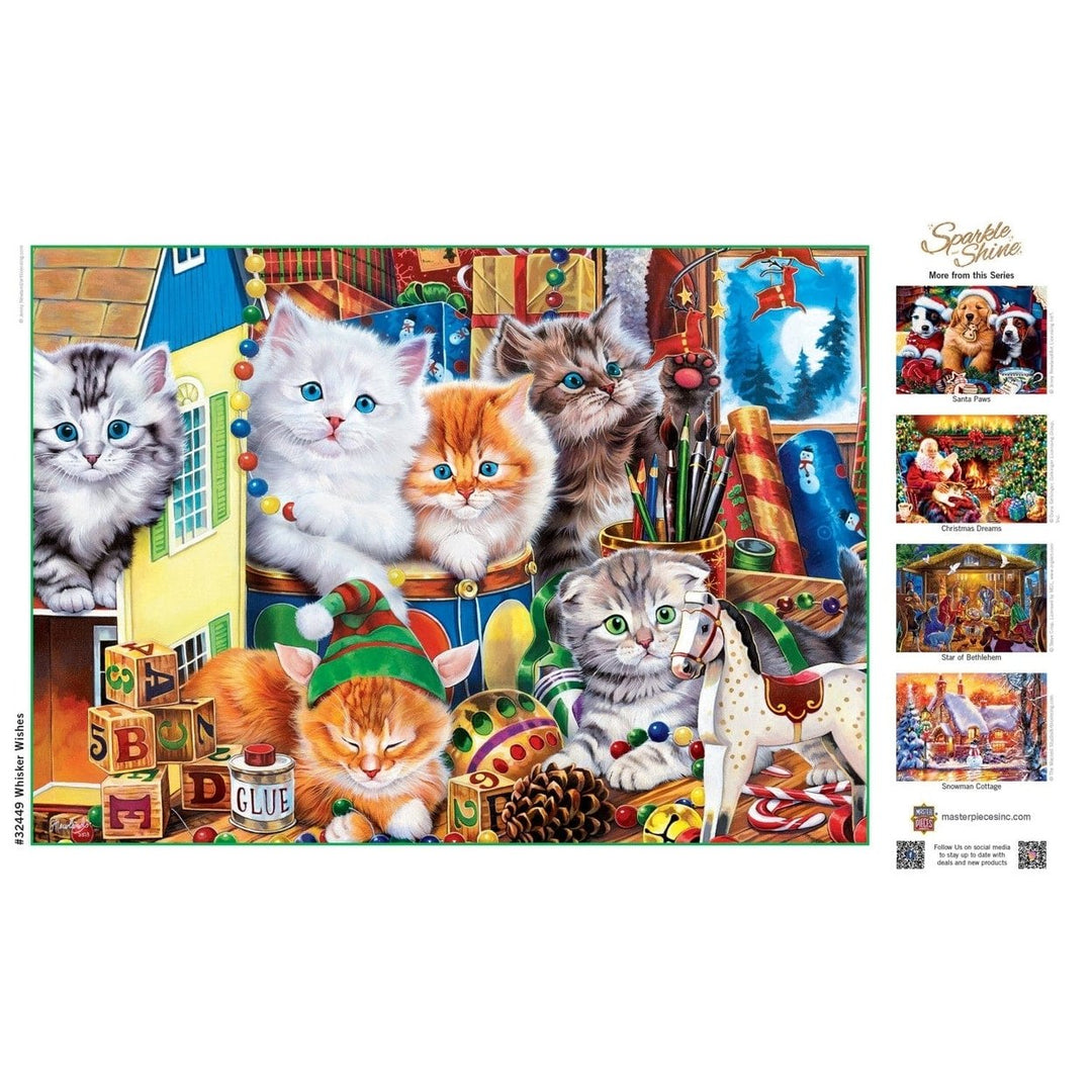 Sparkle and Shine Glitter Jigsaw Puzzle 500 Pieces Christmas Kittens Holiday Fun Image 4