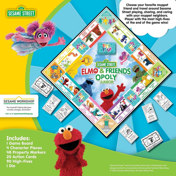 Sesame Street Opoly Junior Game Elmo Friends 4 Players Ages 5 and Up Image 3