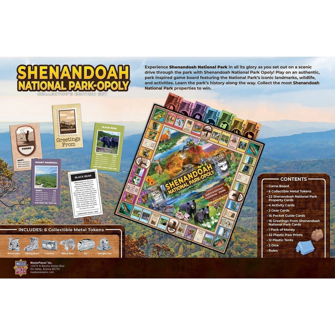 Shenandoah National Park Opoly Game Collectible Tokens Family Fun Educational Game Image 3