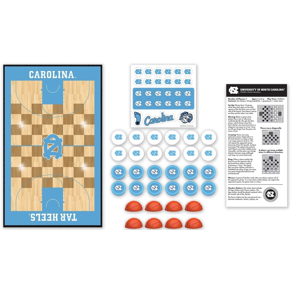 UNC Tar Heels Checkers Board Game 24 Pieces Basketball King 13x21.375 Inches Image 2