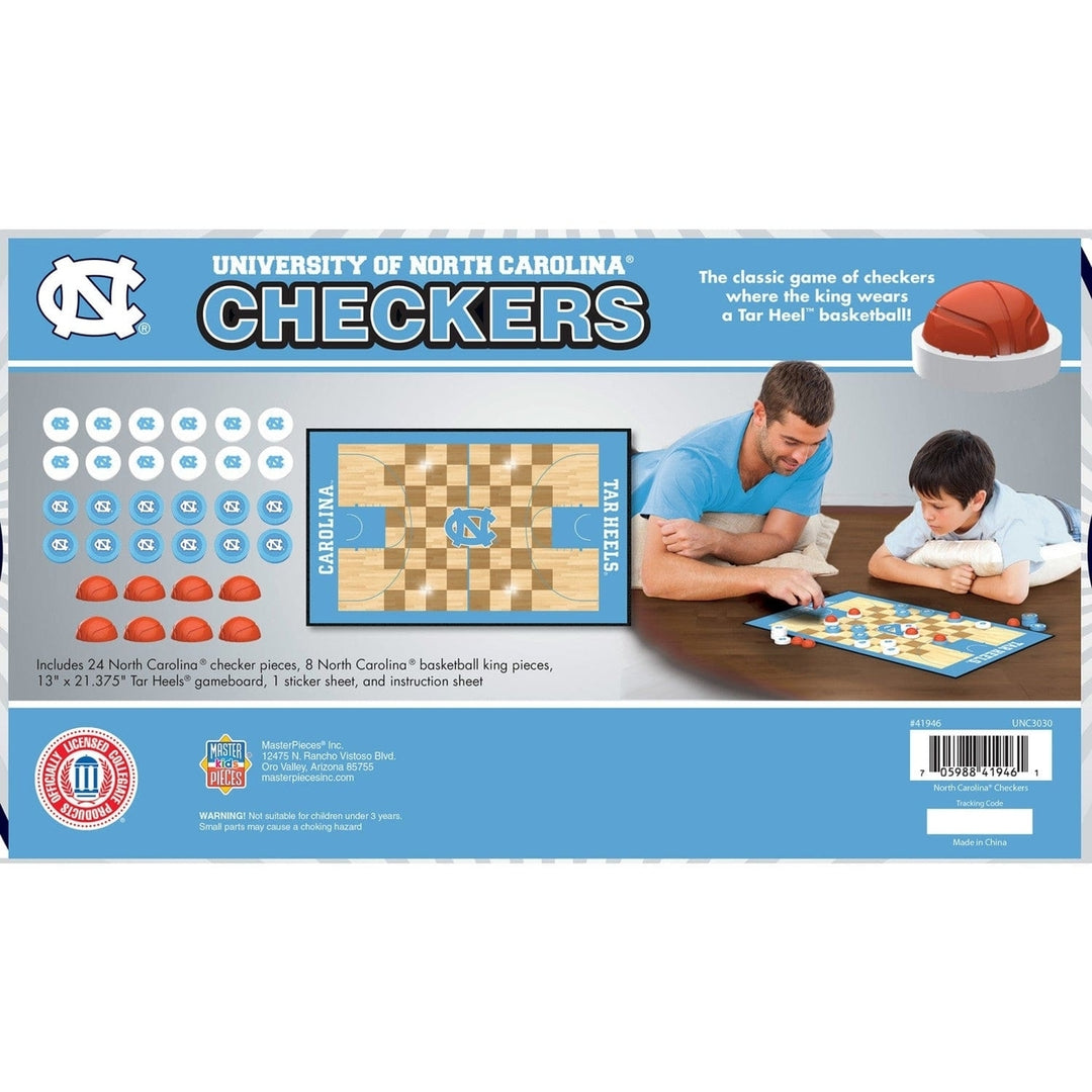 UNC Tar Heels Checkers Board Game 24 Pieces Basketball King 13x21.375 Inches Image 3