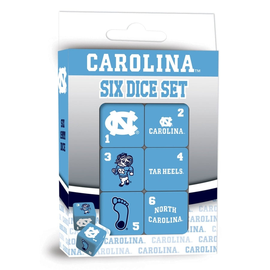 UNC Tar Heels Dice Set 19mm Officially Licensed 6-Piece Gaming Dice Set Image 1