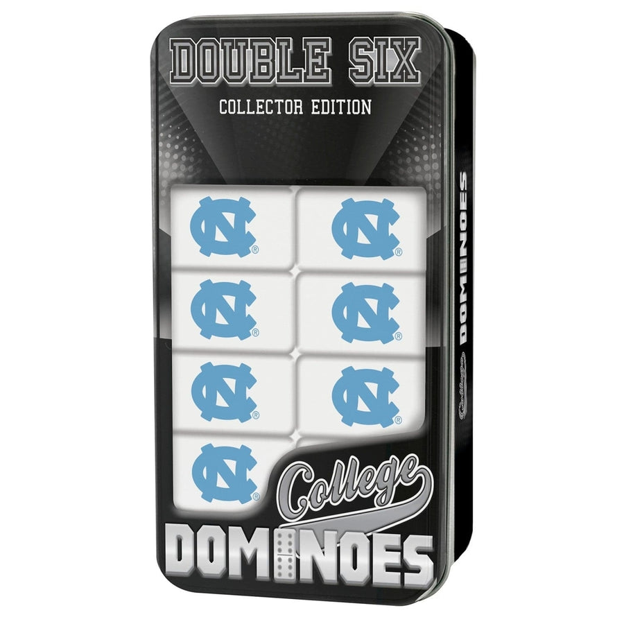 UNC Tar Heels Dominoes Set Collectible Tin Box Sports Dominoes for Fans 28 Pieces Image 1