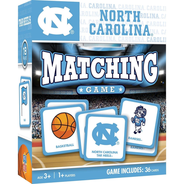 UNC Tar Heels Matching Game NCAA Family Fun Game 18 Symbol Pairs Durable Cards Image 1