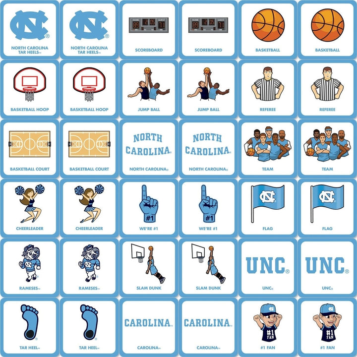 UNC Tar Heels Matching Game NCAA Family Fun Game 18 Symbol Pairs Durable Cards Image 2