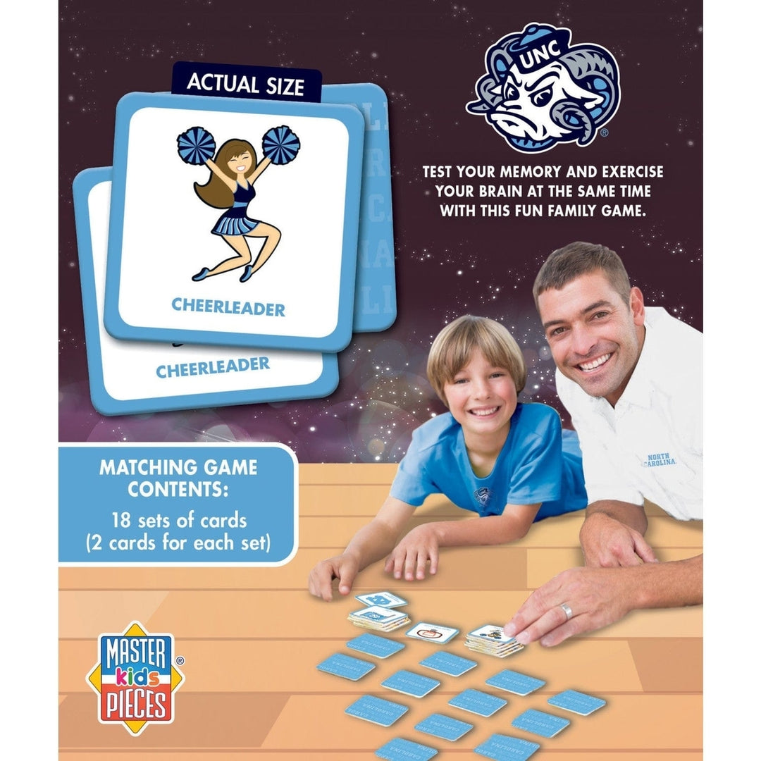 UNC Tar Heels Matching Game NCAA Family Fun Game 18 Symbol Pairs Durable Cards Image 3