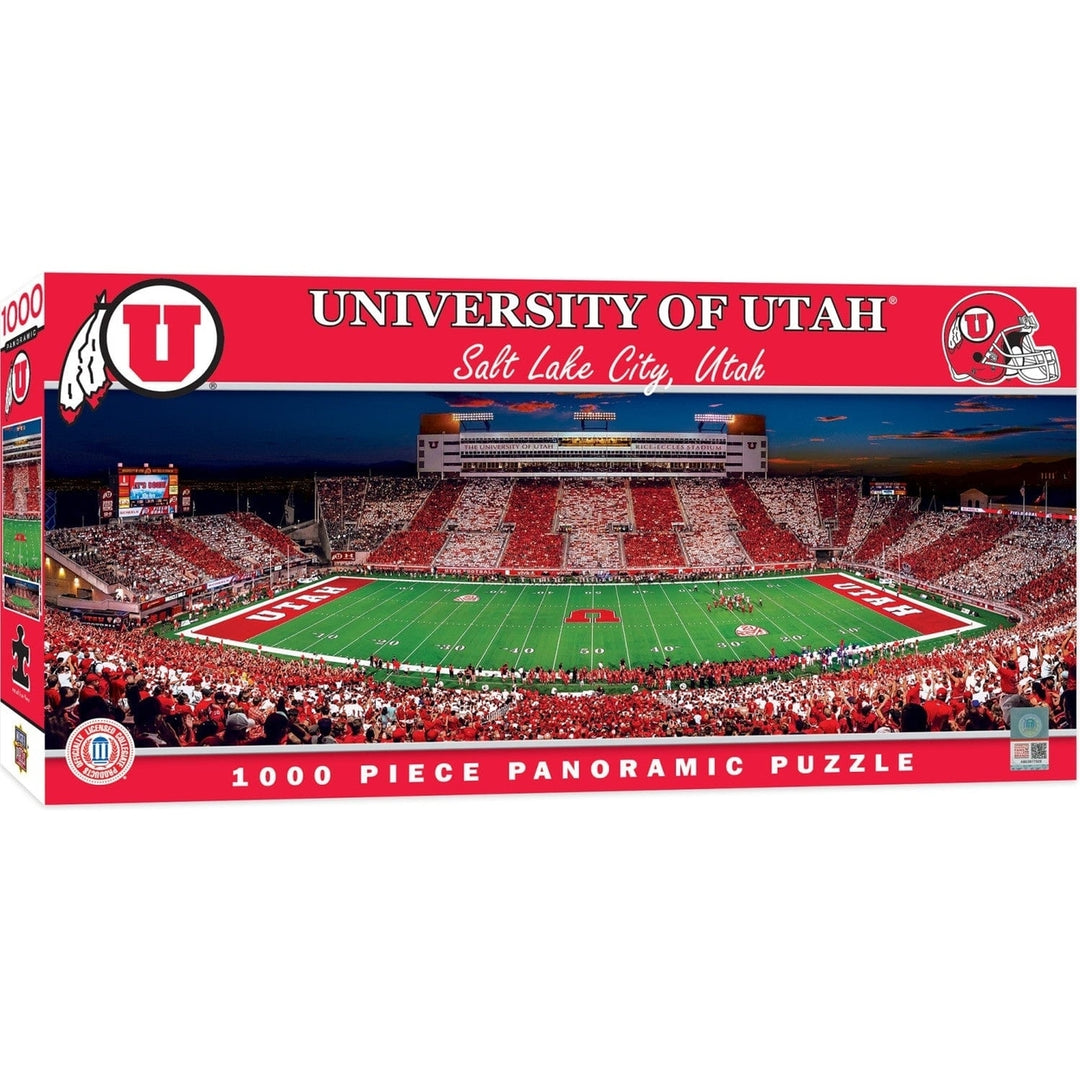 Utah Utes 1000 Piece Panoramic Jigsaw Puzzle Rice-Eccles Stadium Recycled Material Image 1