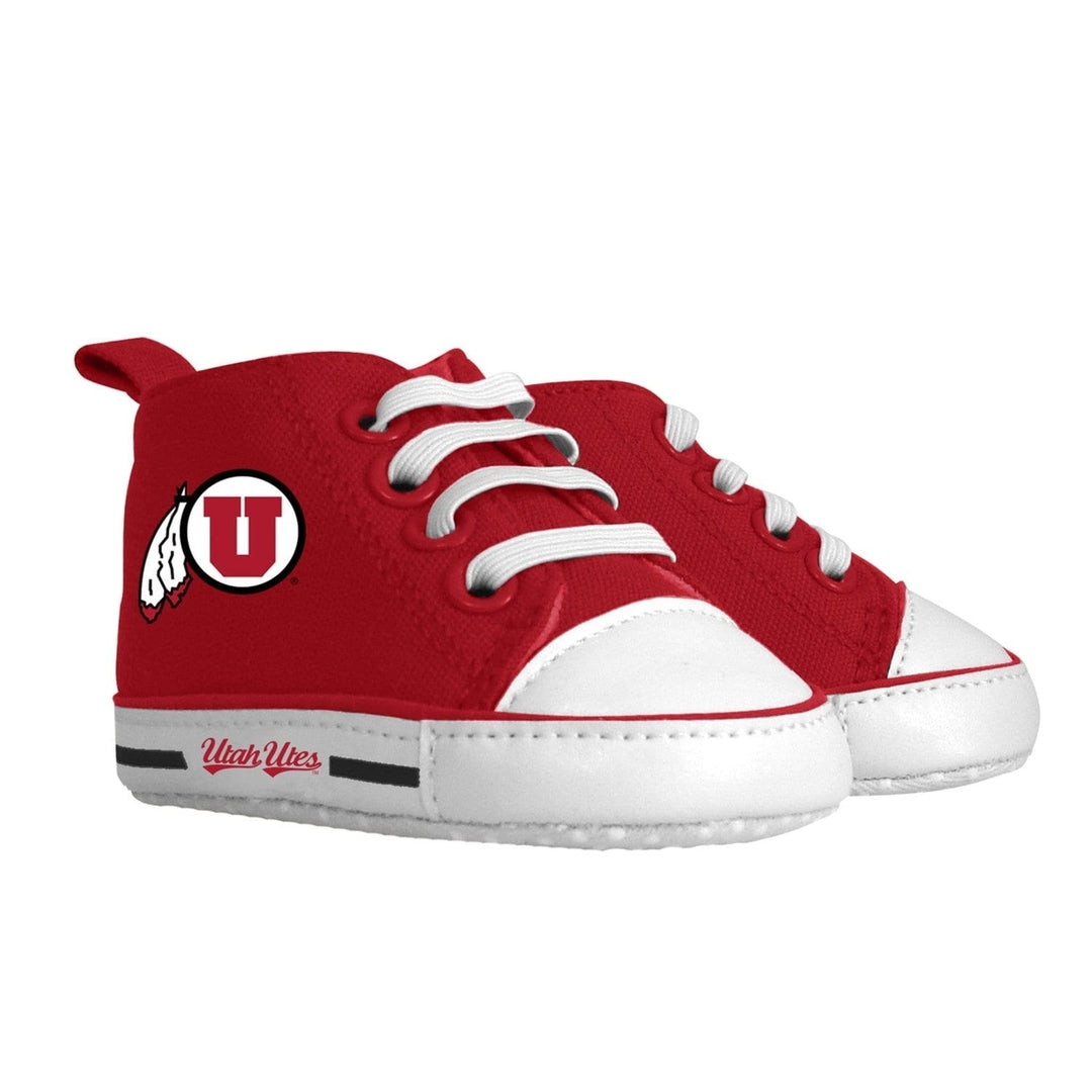 Utah Utes Baby Shoes Unisex High Top Pre-Walkers Soft Fabric Grippers 0-12M Image 1