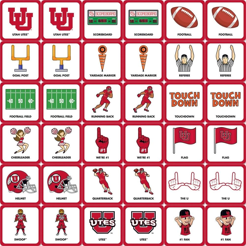 Utah Utes NCAA Matching Game Family Fun Sports Memory Cards 18 Pairs Image 2