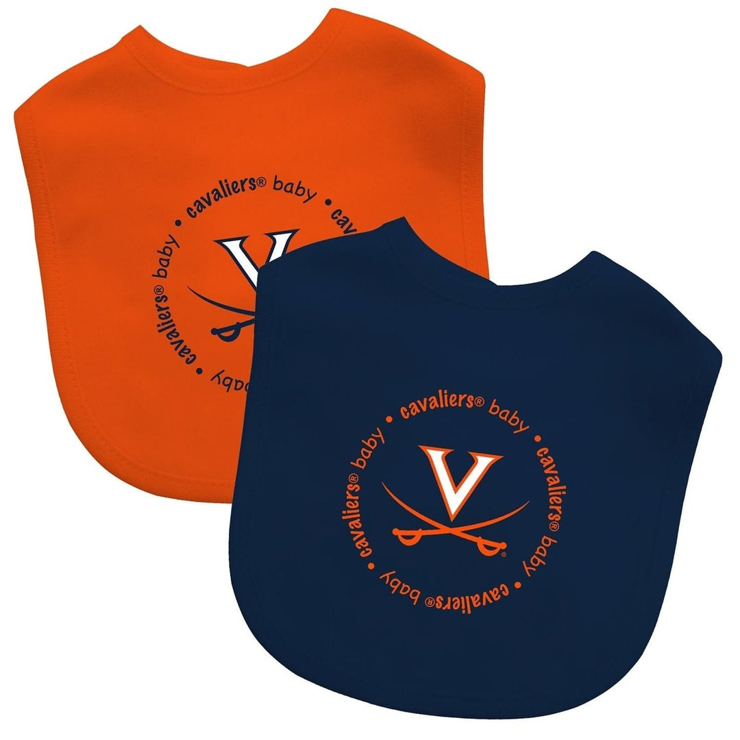 Virginia Cavaliers Baby Bibs 2-Pack Navy Orange Cotton Embroidered Unisex Image 1