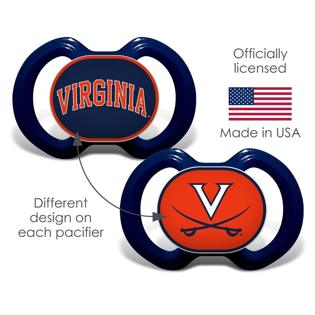 Virginia Cavaliers Pacifier 2-Pack NCAA Infant BPA-Free Orthodontic Silicone Image 3