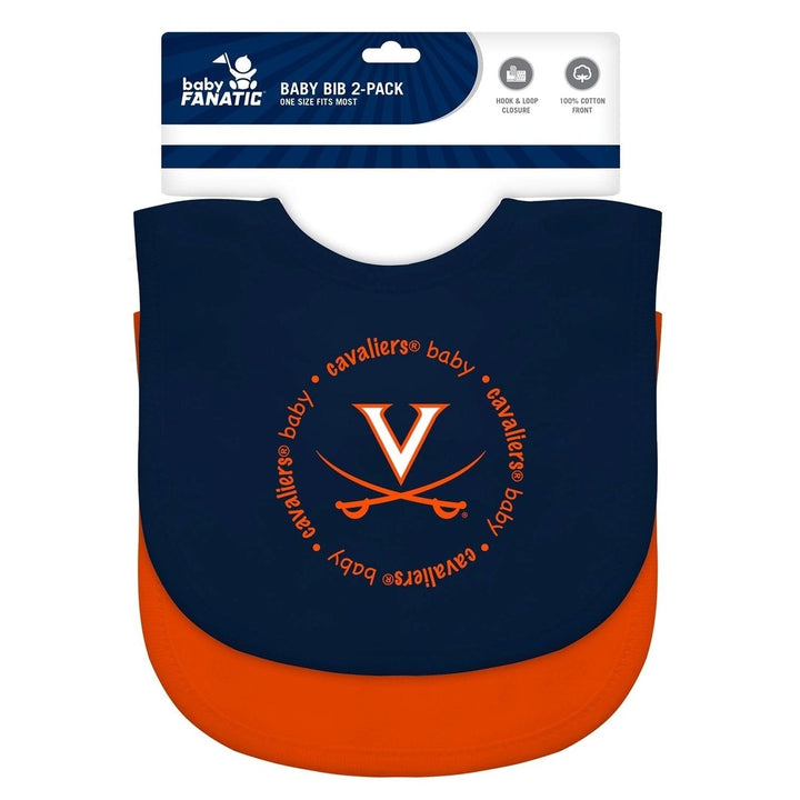 Virginia Cavaliers Baby Bibs 2-Pack Navy Orange Cotton Embroidered Unisex Image 2