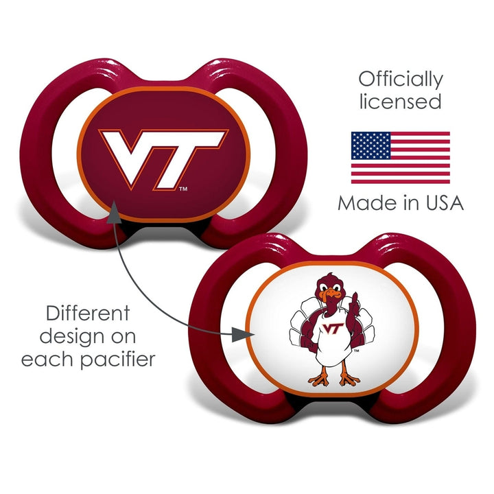 Virginia Tech Hokies Pacifier 2-Pack BPA-Free Silicone Orthodontic Infant Soother Image 3