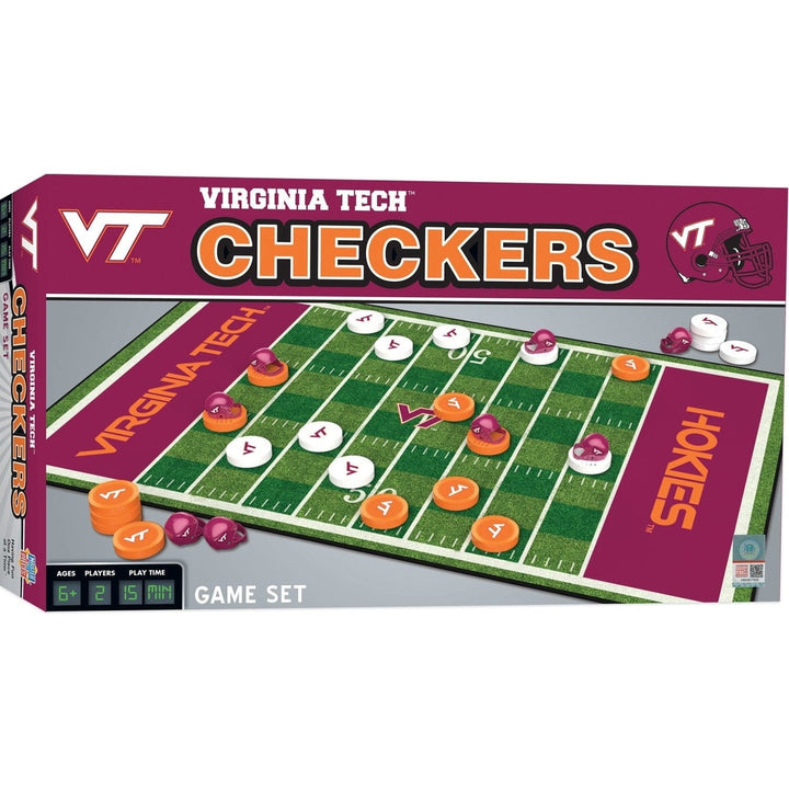 Virginia Tech Hokies Checkers Board Game NCAA Licensed 24 Pieces 13x21 inches Image 1