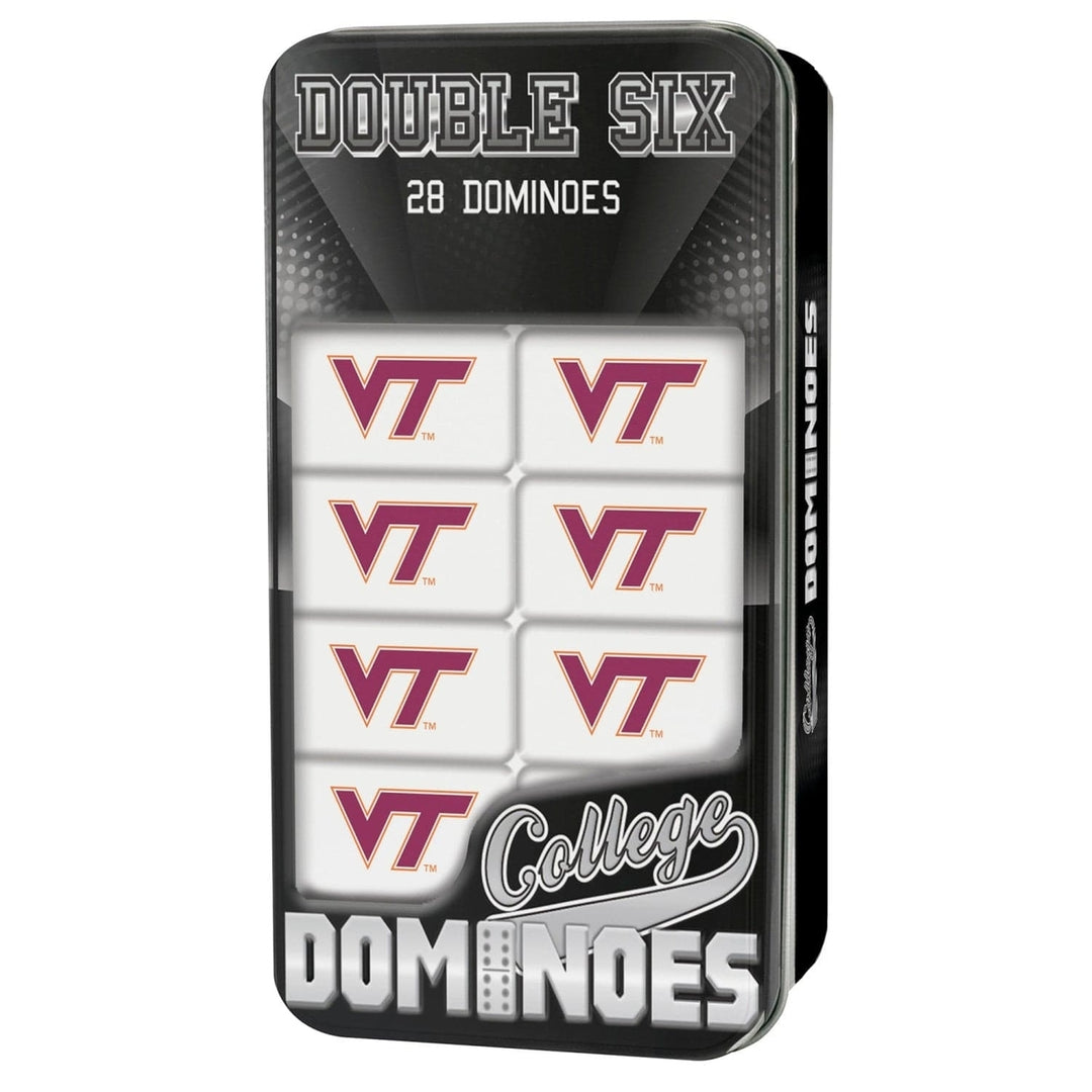 Virginia Tech Hokies Dominoes Set Double-Sixes Resin in Collectible Tin Box Image 1