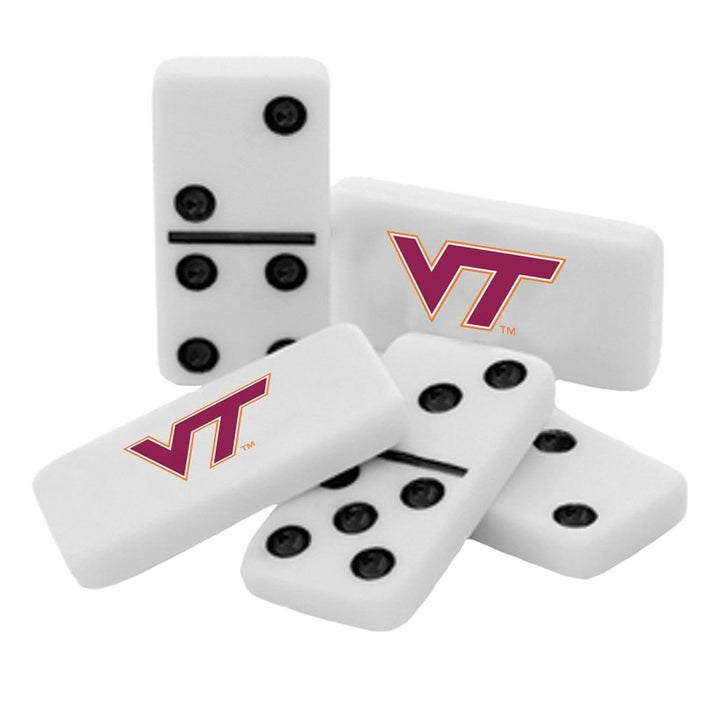 Virginia Tech Hokies Dominoes Set Double-Sixes Resin in Collectible Tin Box Image 2