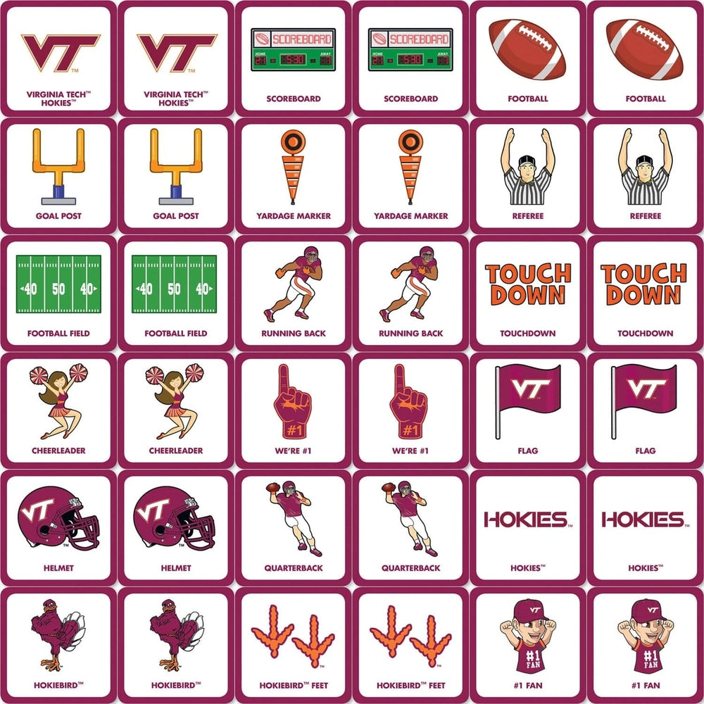 Virginia Tech Hokies Matching Game NCAA Family Fun Memory Card Game 18 Pairs Image 2