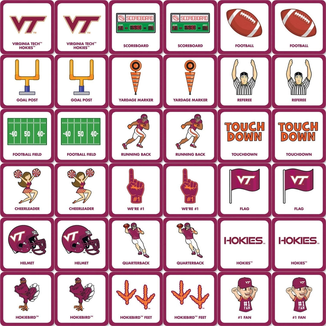 Virginia Tech Hokies Matching Game NCAA Family Fun Memory Card Game 18 Pairs Image 2