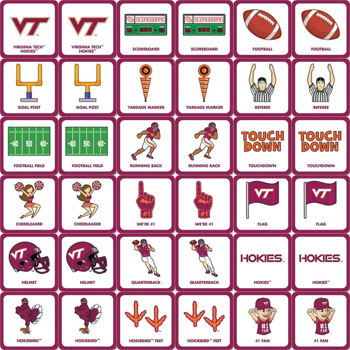 Virginia Tech Hokies Matching Game NCAA Family Fun Memory Card Game 18 Pairs Image 2