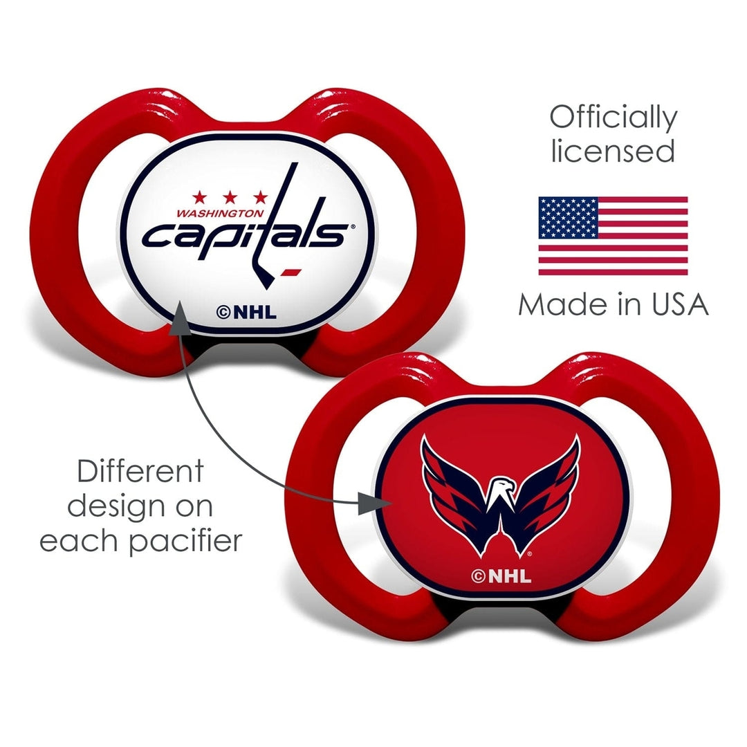 Washington Capitals Pacifier 2-Pack Silicone BPA-Free Team Logo Infant Safe Image 3