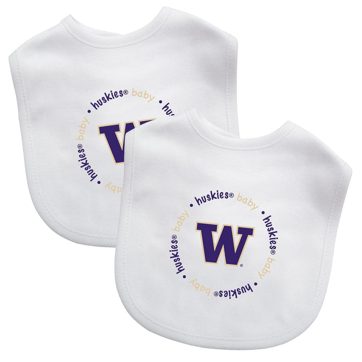 Washington Huskies Baby Bibs 2-Pack Cotton Polyester Hook and Loop Closure Image 1