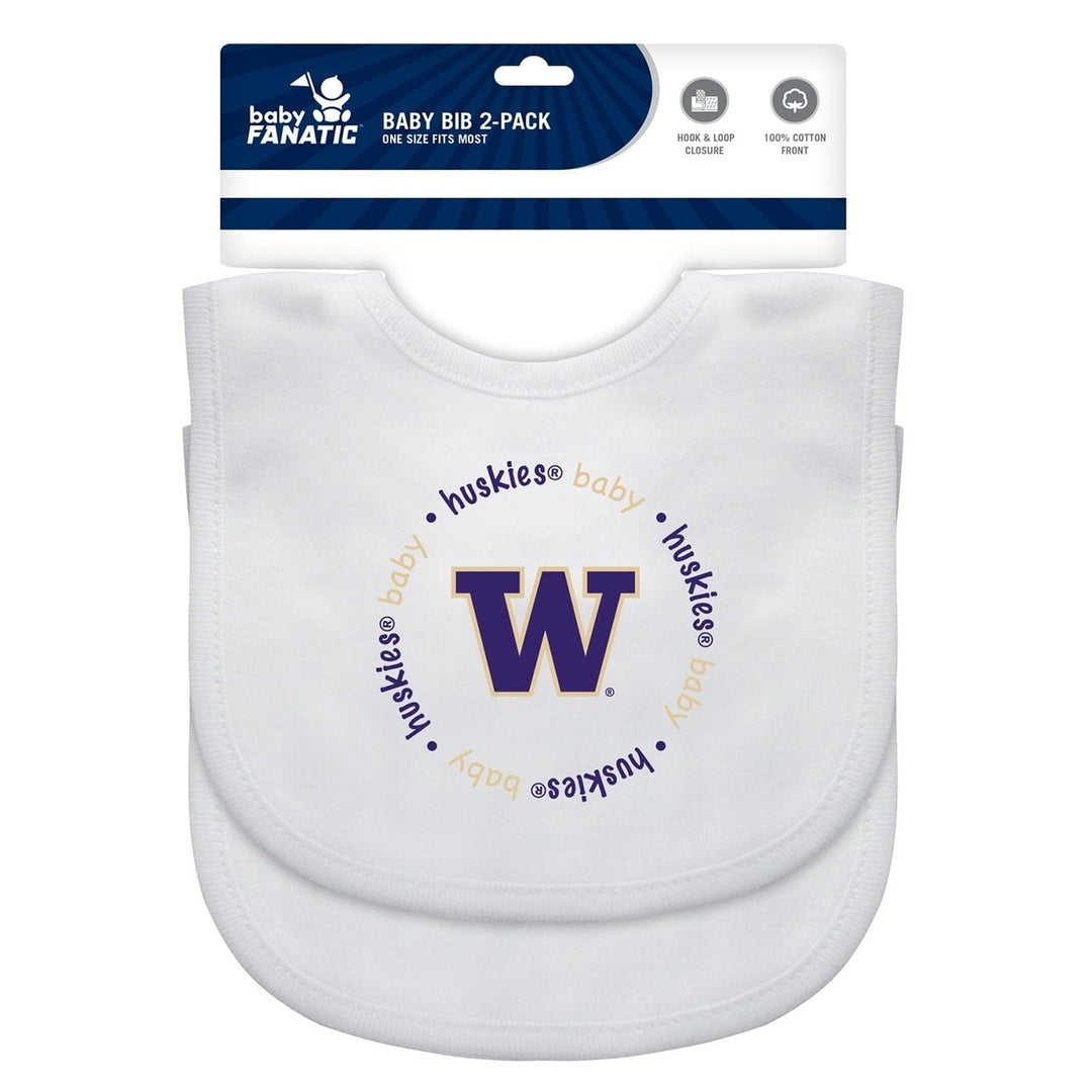 Washington Huskies Baby Bibs 2-Pack Cotton Polyester Hook and Loop Closure Image 2