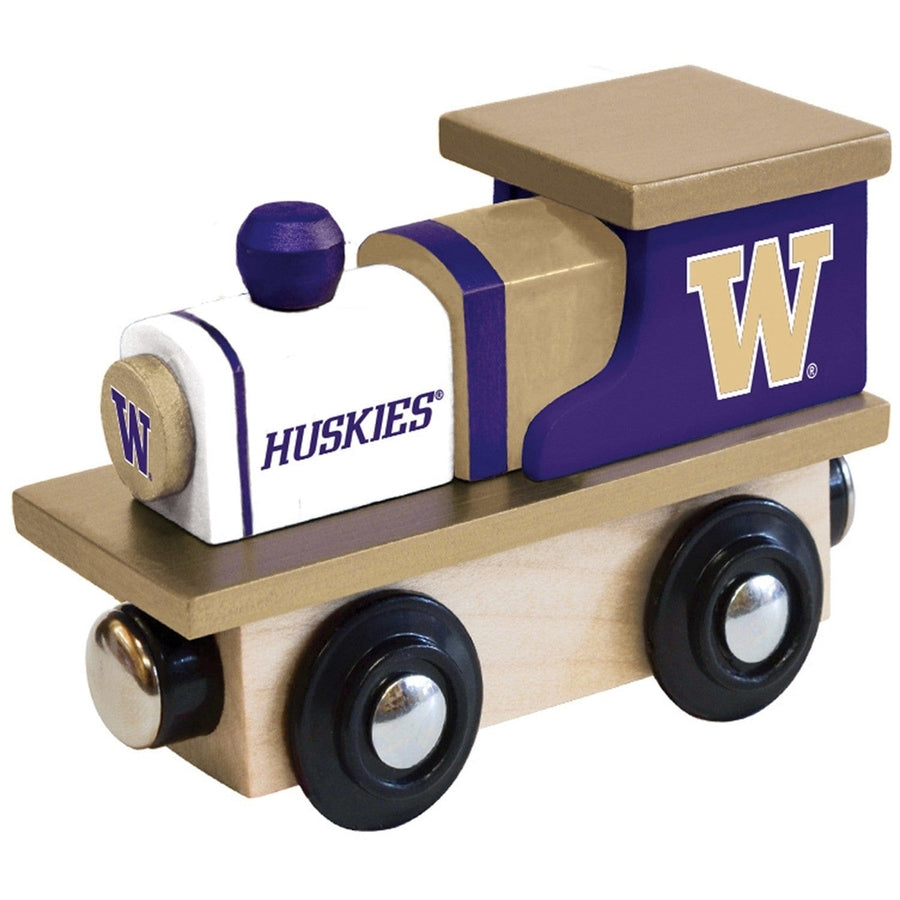 Washington Huskies Wooden Toy Train Engine Officially Licensed NCAA Colors Image 1