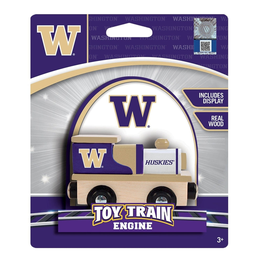 Washington Huskies Wooden Toy Train Engine Officially Licensed NCAA Colors Image 2