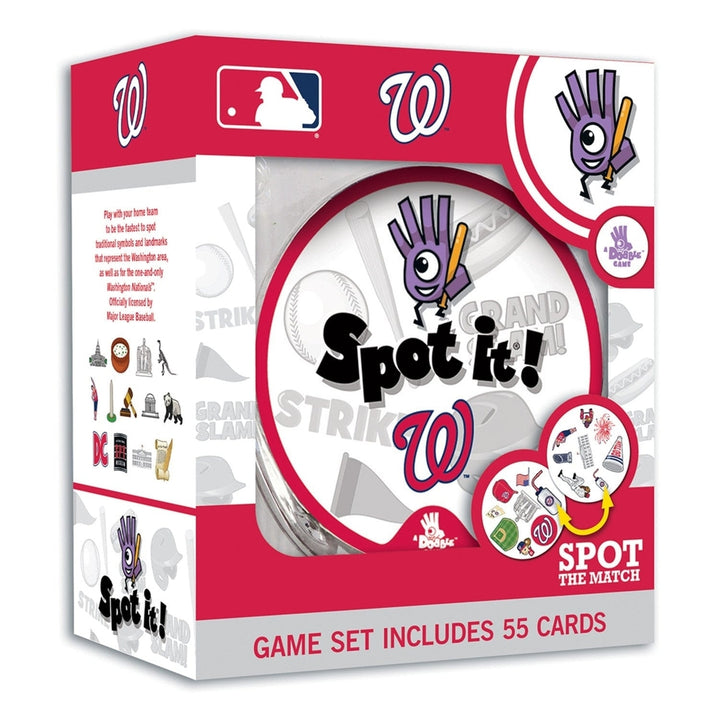 Washington Nationals Spot It Card Game MLB Family Fun 55 Cards Ages 7+ Image 1