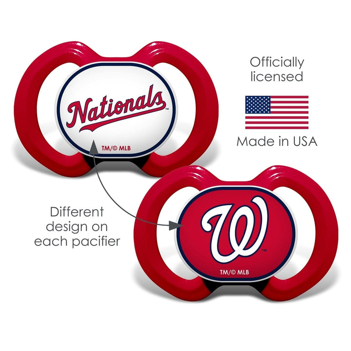 Washington Nationals Pacifier 2-Pack BPA-Free Orthodontic Silicone Infant Gear Image 4