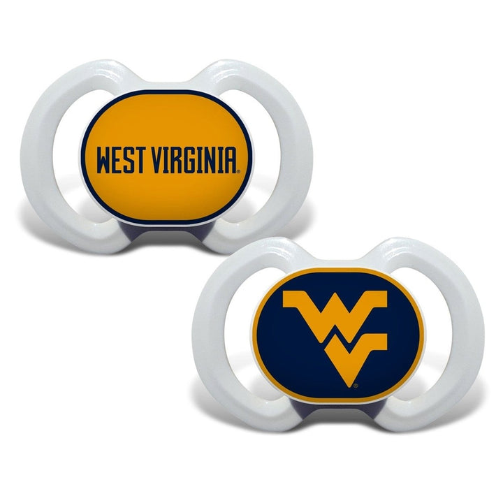 West Virginia Mountaineers Pacifier 2-Pack Officially Licensed BPA-Free Nipple Image 1