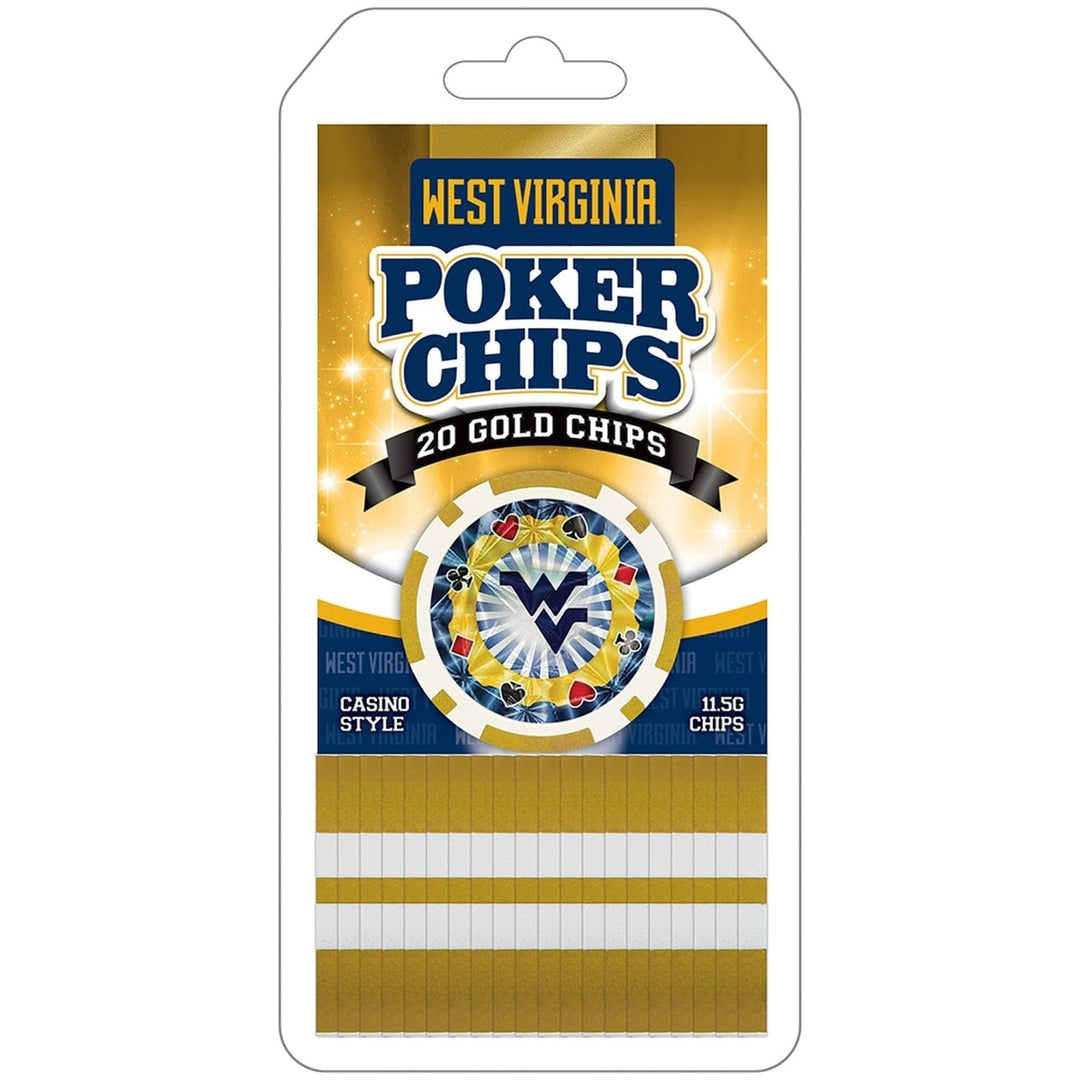 West Virginia Mountaineers Poker Chips Set 20 Piece NCAA Casino Style Collectible Image 1