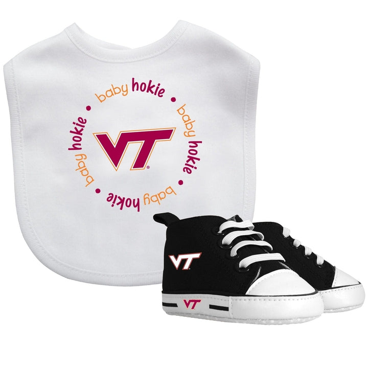 Virginia Tech Hokies Baby Gift Set 2-Piece Bib and Pre-Walkers Unisex Cotton Image 1