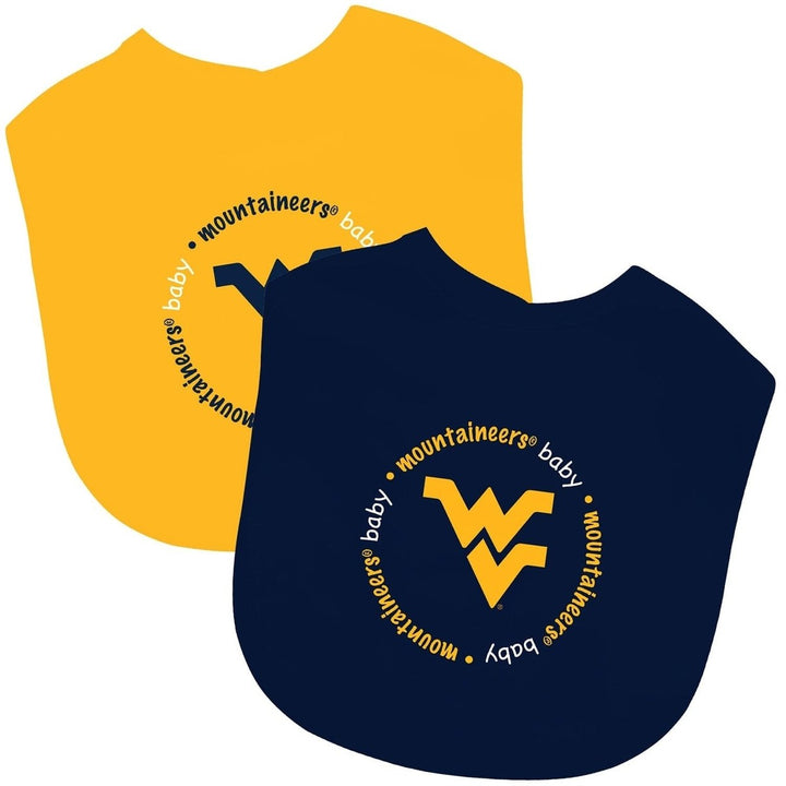 West Virginia Mountaineers Baby Bibs 2-Pack Cotton Embroidered Team Logo Image 1