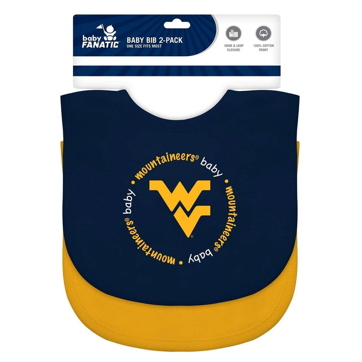 West Virginia Mountaineers Baby Bibs 2-Pack Cotton Embroidered Team Logo Image 2