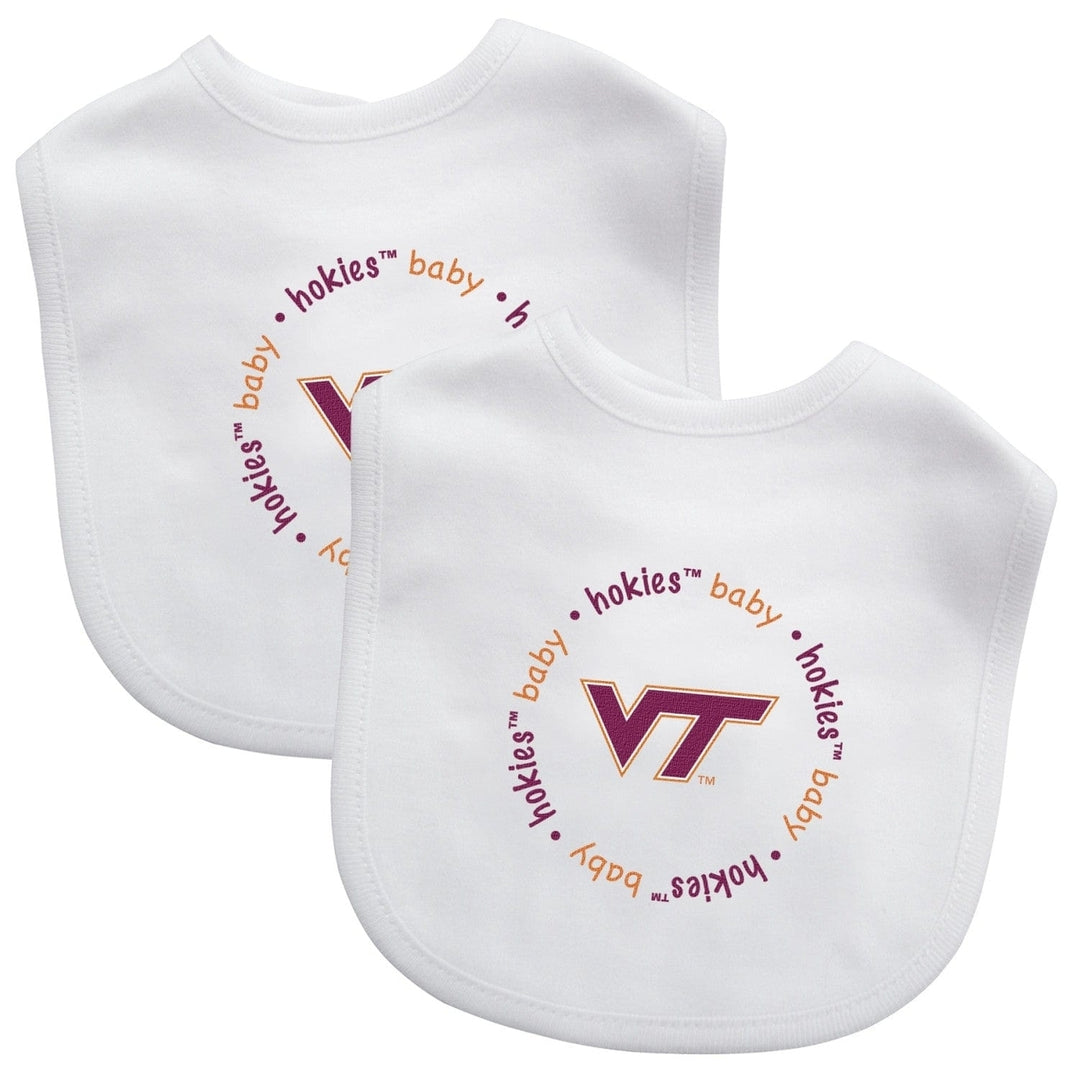 Virginia Tech Hokies Baby Bibs 2-Pack Cotton Embroidered Unisex Infant Wear Image 1