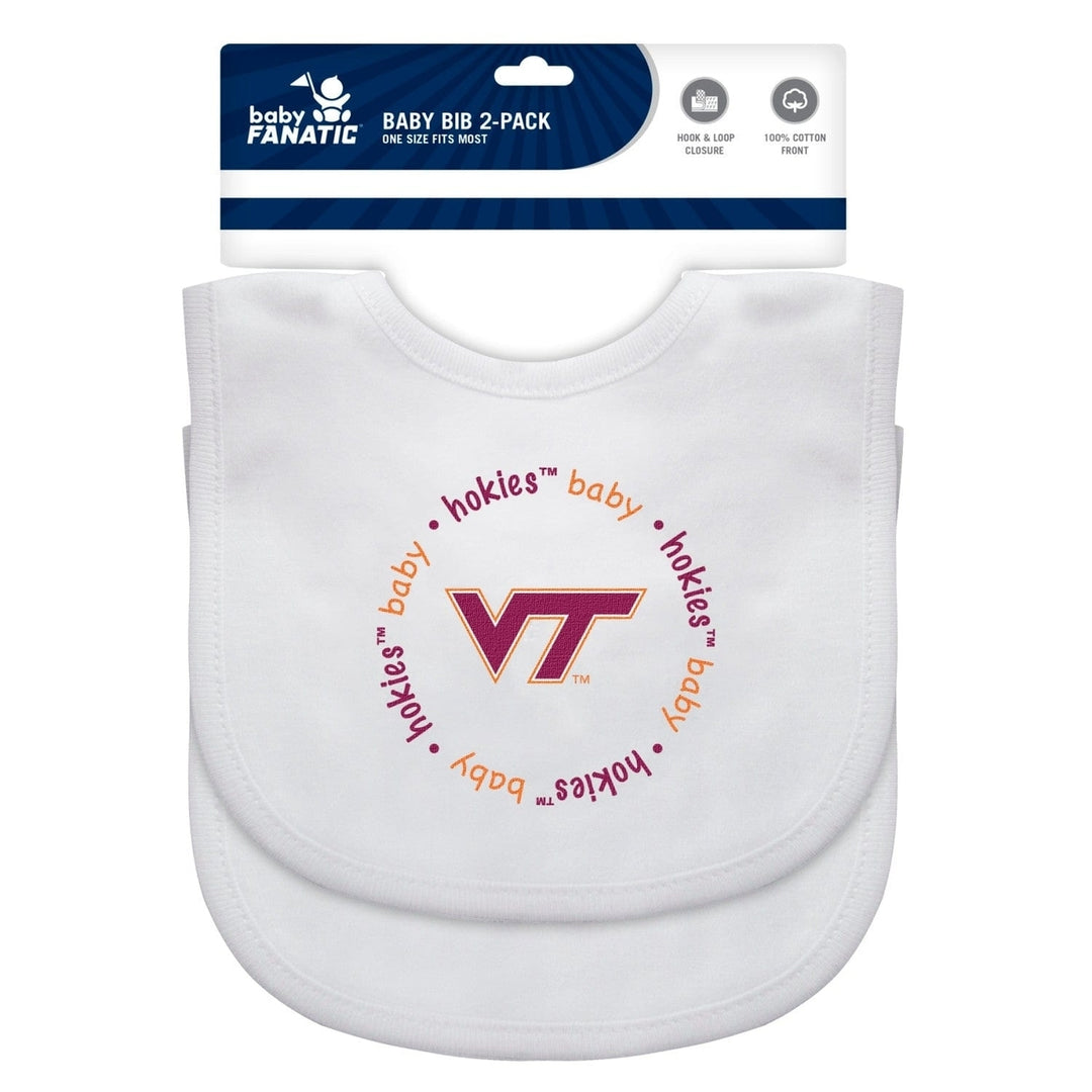 Virginia Tech Hokies Baby Bibs 2-Pack Cotton Embroidered Unisex Infant Wear Image 2