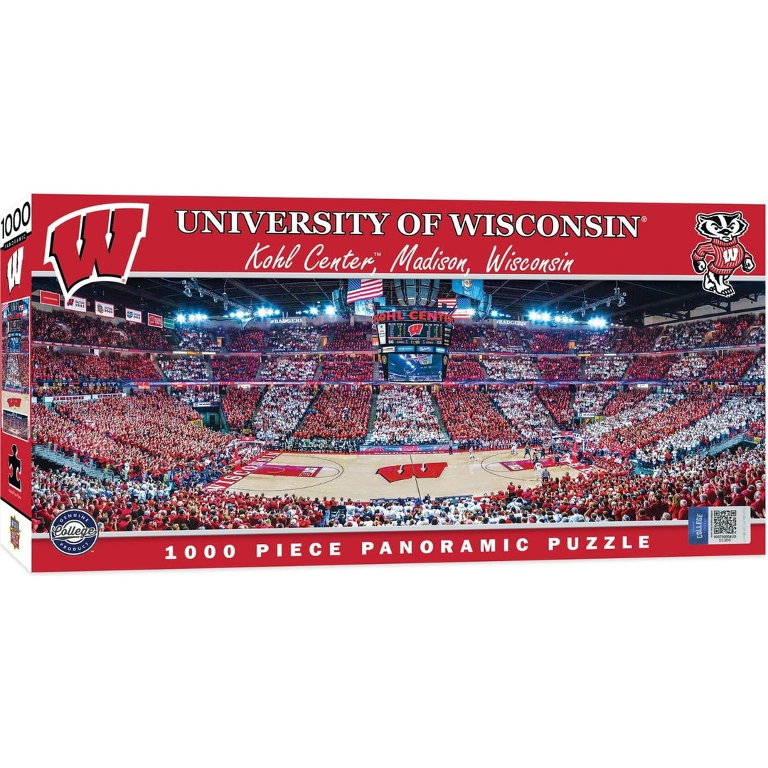 Wisconsin Badgers 1000 Piece Panoramic Jigsaw Puzzle Kohl Center Detail Image 1