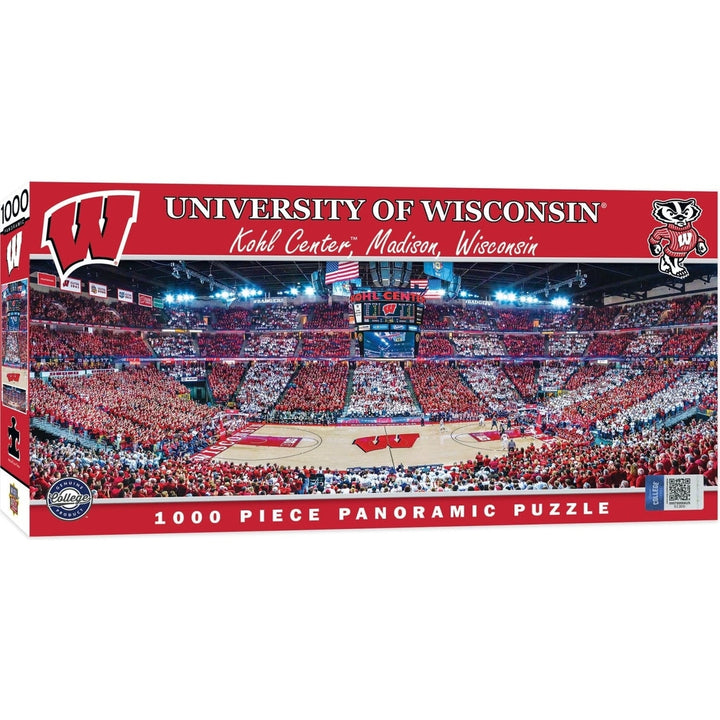 Wisconsin Badgers 1000 Piece Panoramic Jigsaw Puzzle Kohl Center Detail Image 1