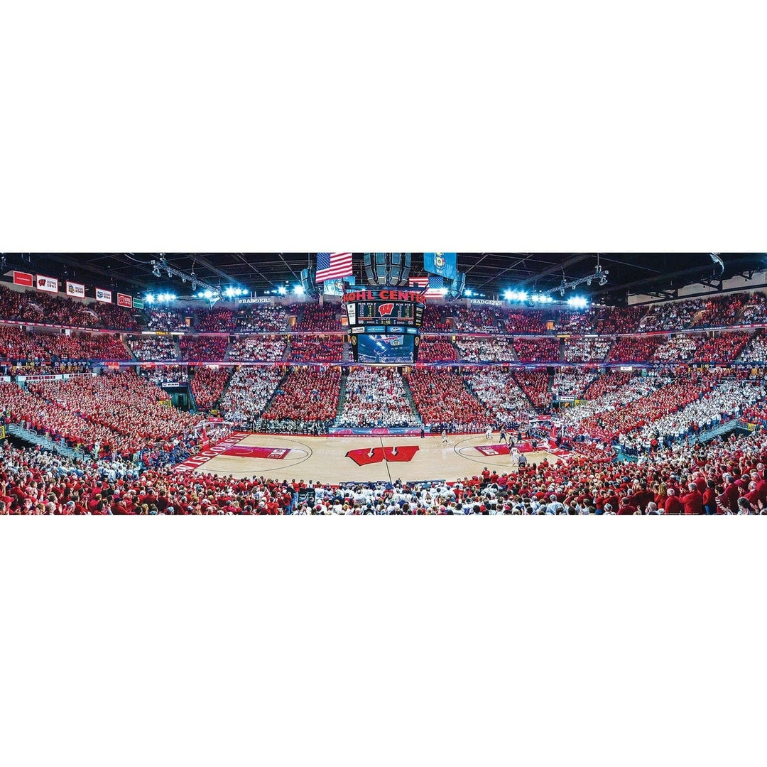 Wisconsin Badgers 1000 Piece Panoramic Jigsaw Puzzle Kohl Center Detail Image 2