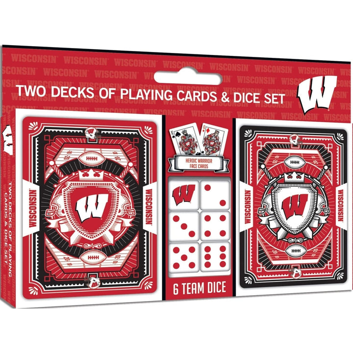 Wisconsin Badgers 2-Pack Playing Cards and Dice Set NCAA Casino Style Game Night Image 1