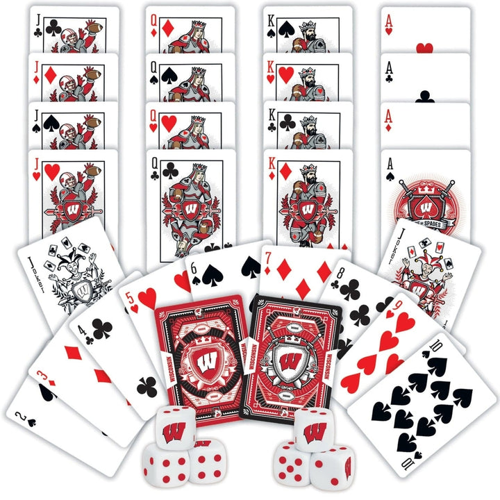 Wisconsin Badgers 2-Pack Playing Cards and Dice Set NCAA Casino Style Game Night Image 2