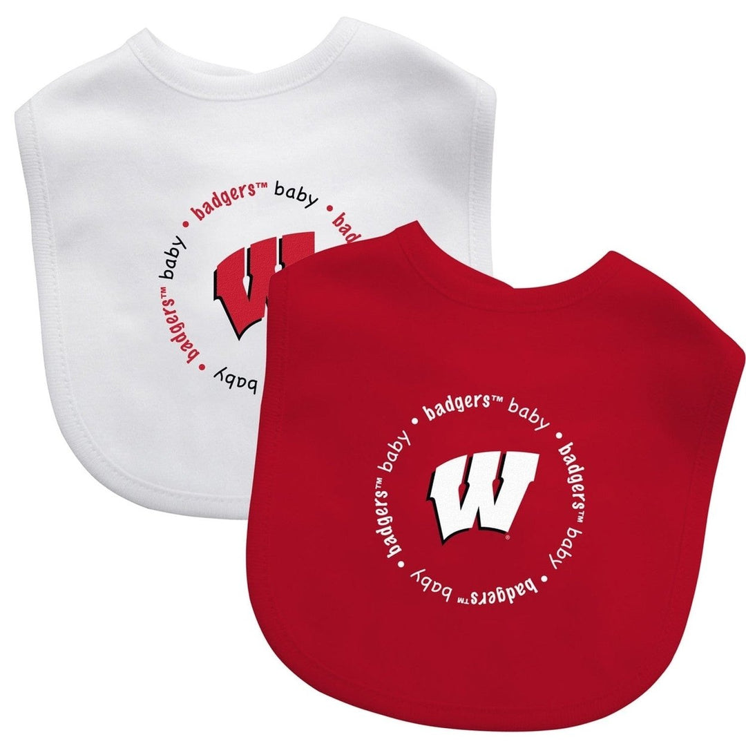 Wisconsin Badgers Baby Bibs 2-Pack Cotton Embroidered Team Logo Unisex Image 1