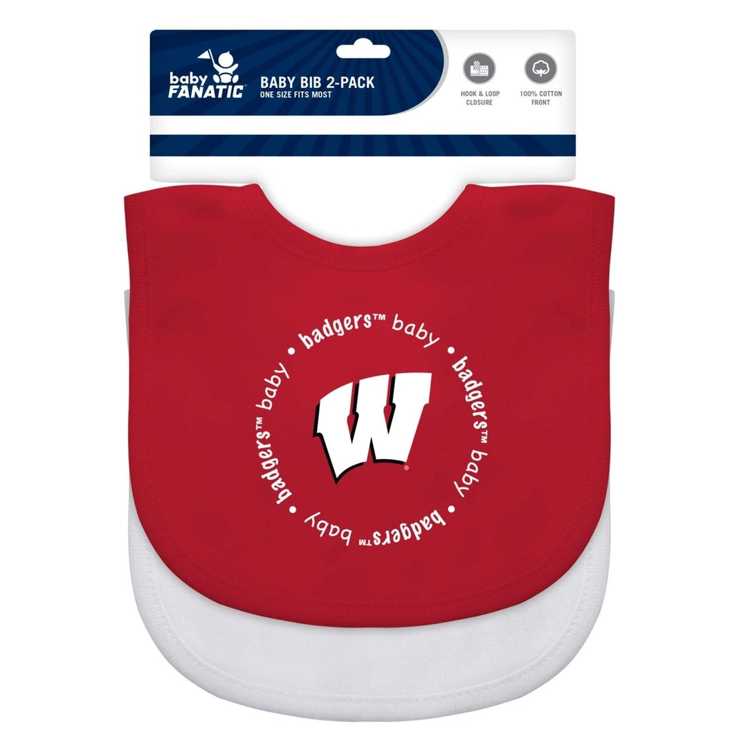 Wisconsin Badgers Baby Bibs 2-Pack Cotton Embroidered Team Logo Unisex Image 2